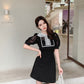 Blackpink Lisa Inspired Black Puff Sleeve Lace Mini Dress