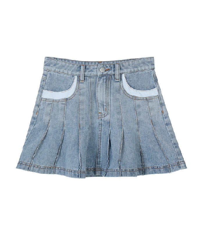 Blackpink Lisa-Inspired Denim Pleated Skirt