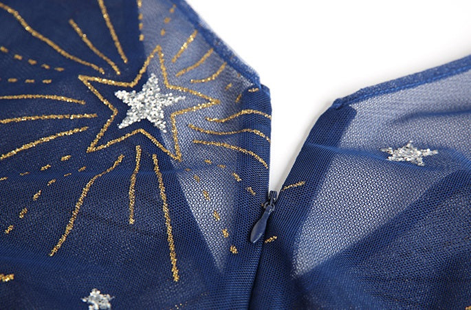 Blackpink Lisa Inspired Navy Blue Starry Sky Dress