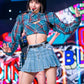Blackpink Lisa-Inspired Blue Plaid Two-Piece Cropped Top