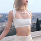 Blackpink Lisa Inspired White Square Neck Cropped Top