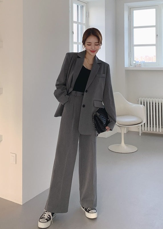 Blackpink Lisa Inspired Grey Suit Jacket And Pants Set