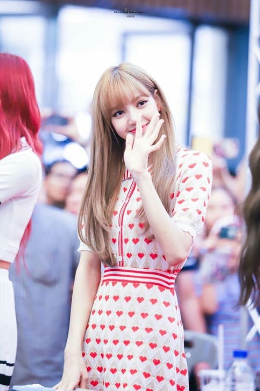 Blackpink Lisa Inspired Red Collar Knitted Dress With Heart Design