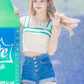 Blackpink Lisa-Inspired White and Green Wide Strap Square Top