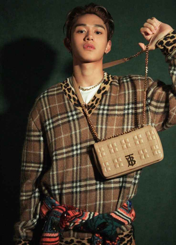 NCT Lucas Inspired-Plaid Sweater With Leopard Print