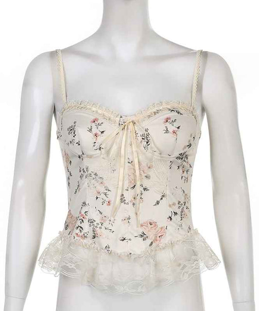 G-IDLE Miyeon Inspired Lace Floral Bustier Top