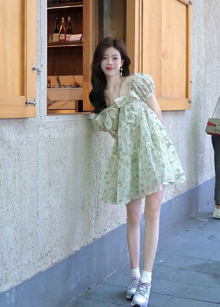 G-IDLE Miyeon Inspired Green Butterfly Bow Dress