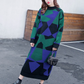 TWICE Momo Inspired Green Geometric Patterned Sweater Dress