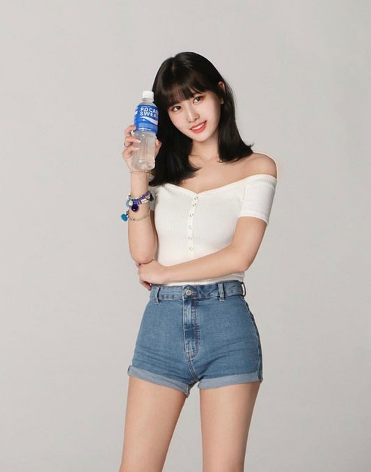 TWICE Momo Inspired White Off-Shoulder Cropped Top