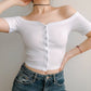 TWICE Momo Inspired White Off-Shoulder Cropped Top