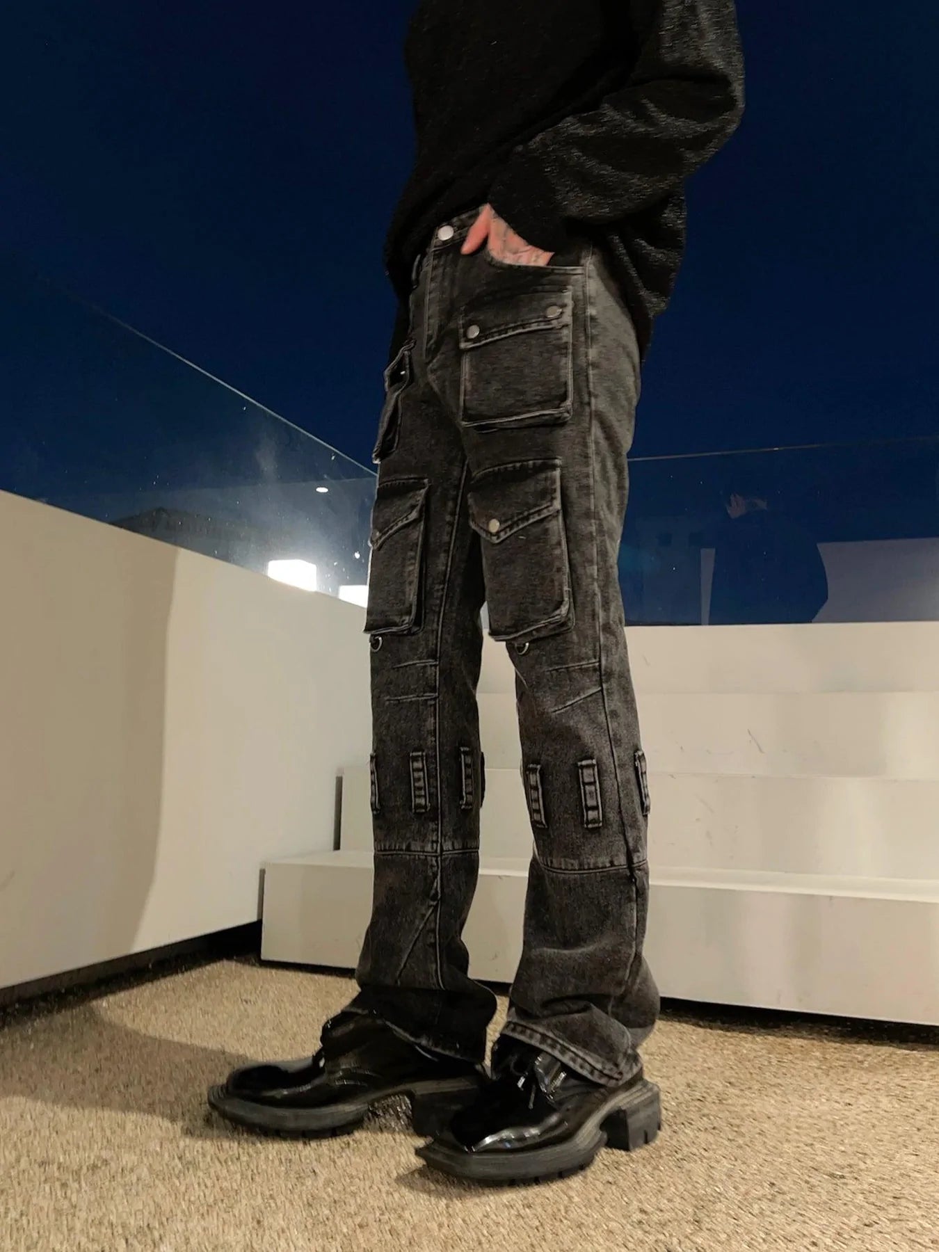 Multi-pocket Denim Cargo Pants
