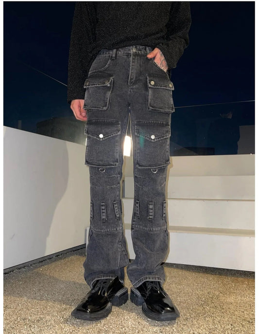 Multi-pocket Denim Cargo Pants