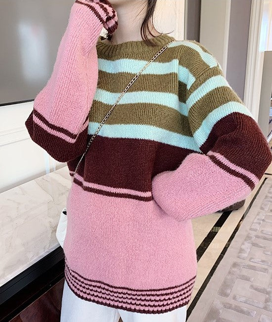 NCT Kun Inspired  Pink Stripe Candy Sweater