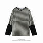 BTS Jimin Inspired Irregular Neckline Stripe Sweatershirt