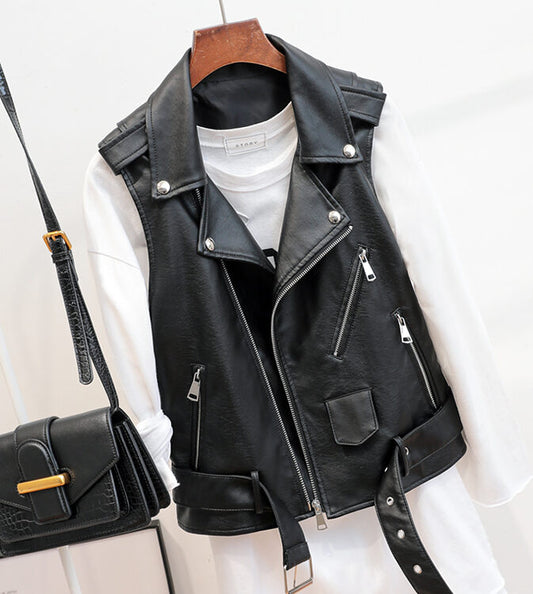 Enhyphen Ni-Ki Inspired Black Synthetic Leather Vest