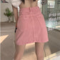 Blackpink Rose Inspired Pink Denim High Waist Mini Skirt