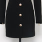 Blackpink Lisa Inspired Black Square Collar Single Long Sleeve Zipper Dress