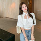 Blackpink Lisa Inspired Puffed Sleeve Cut Out Cotton Top
