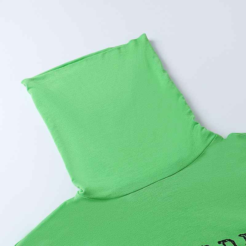 Blackpink Lisa Inspired Green Disorder Print Turtleneck Top