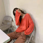ChungHa Inspired Orange V-Neck Long-Sleeved Pullover