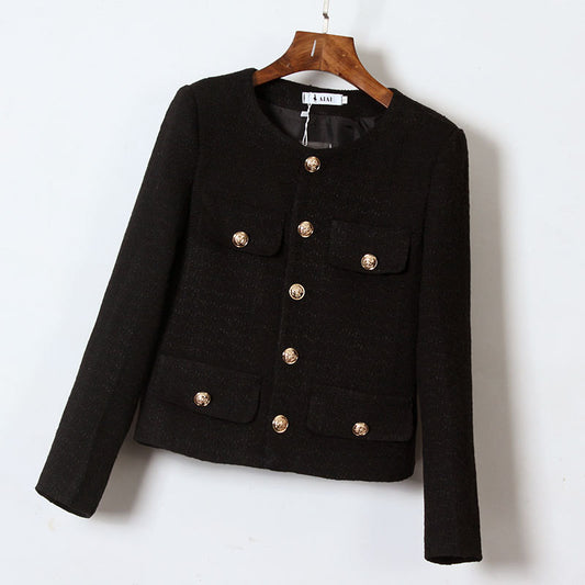 Blackpink Lisa Inspired Black Tweed Short Coat Top