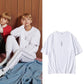 BTS Taehyung Inspired White T-Shirt Flower Design