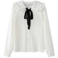 Blackpink Rose Inspired White Ribbon Collar Chiffon Blouse