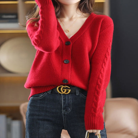 SNSD Yoona Inspired Red Knitted Sweater