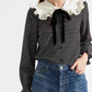 Blackpink Rose Inspired Sweet Lace Collar Polka Dot Silk Shirt