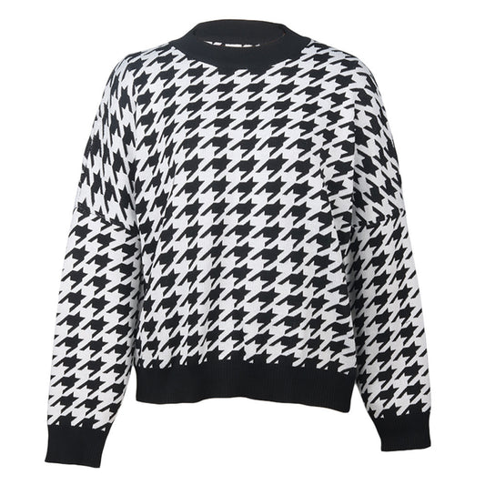 BTS J-hope Inspired Black And White Houndstooth Sweater