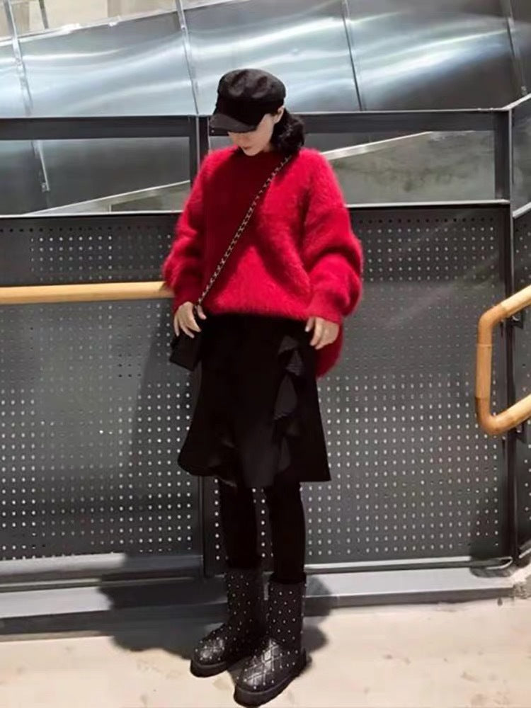 Stray Kids Hyunjin Inspired Red Wool Pullover