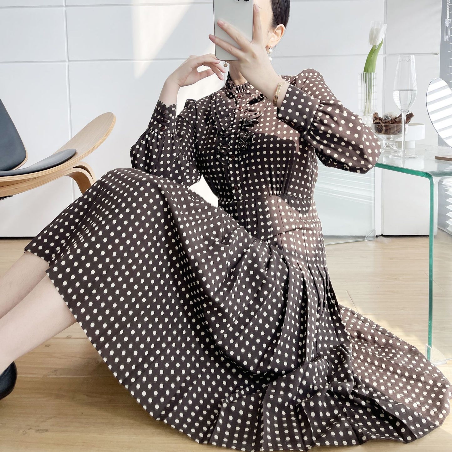 Blackpink Lisa Inspired Pullover Polka Dot Chiffon Dress