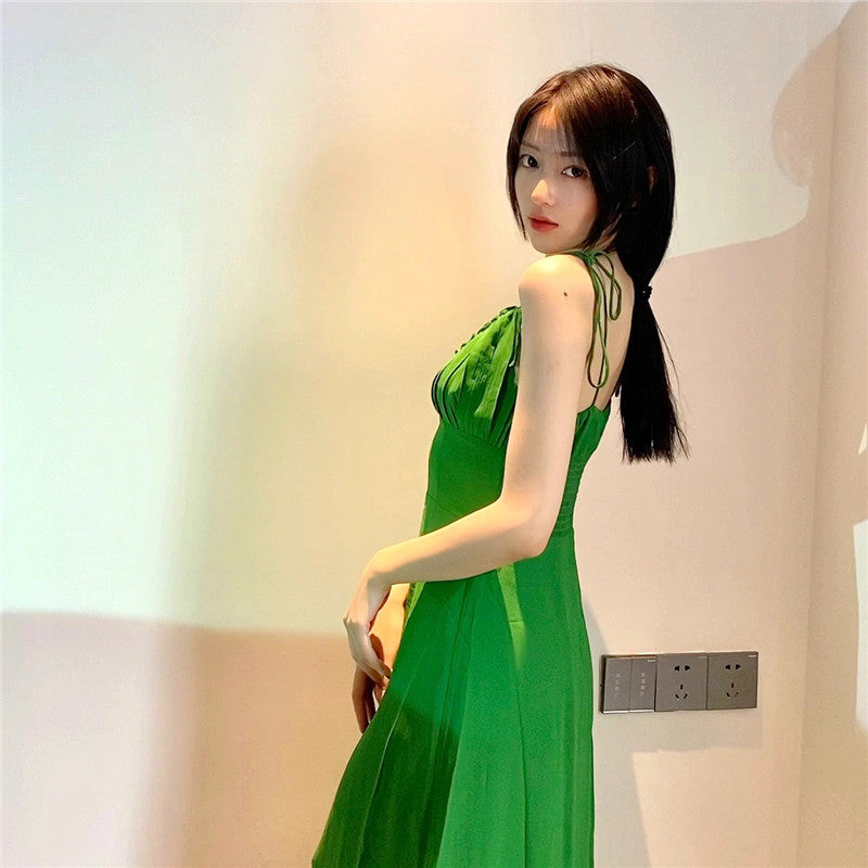 Blackpink Rose Inspired Green Suspender Dress