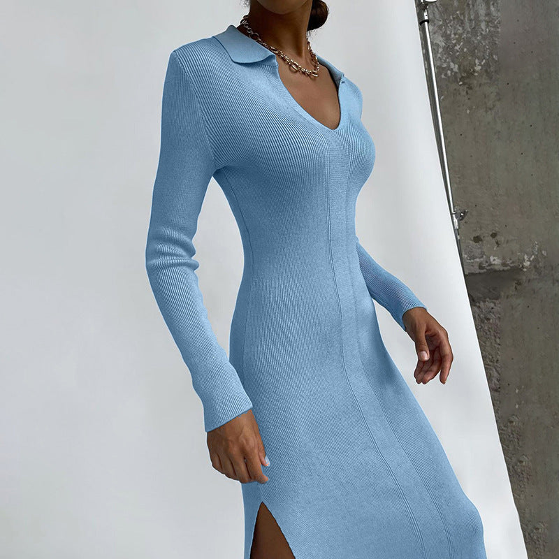 Collared Ribbed Dress