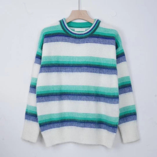 Stray Kids Felix Inspired Striped Round Neck Knitted Pullover