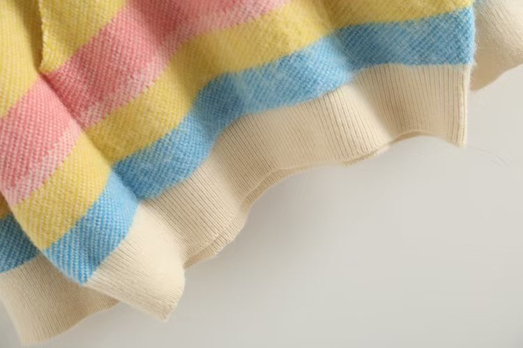 Enhyphen Jake Inspired Rainbow Striped Knit Hooded Pullover Sweater