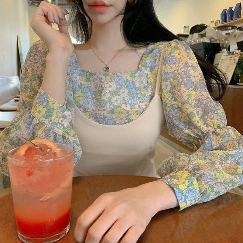 Korean Chic Square Collar Loose Sleeve Shirt Top