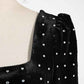 SNSD Tiffany Inspired Black Velvet Diamond Square Neck Long Sleeve Dress