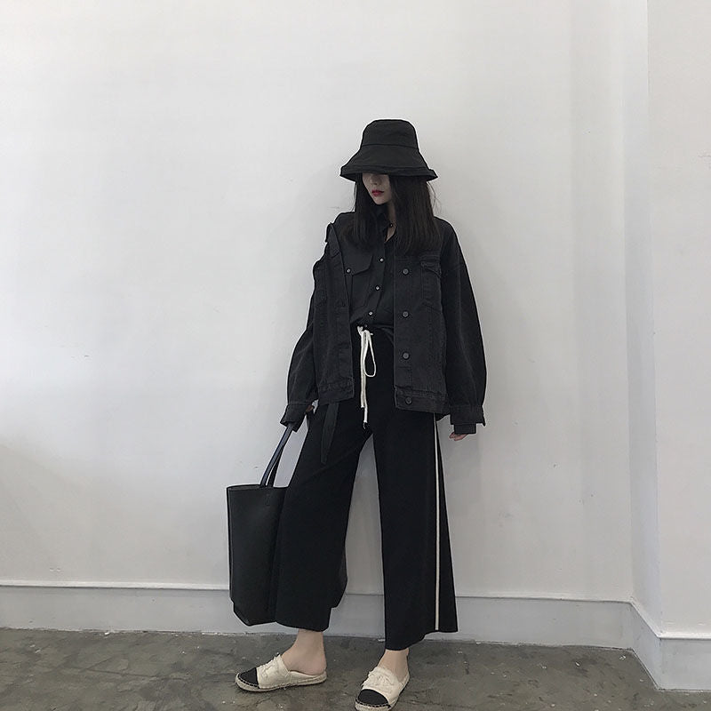 BTS Jungkook Inspired Oversized Black Denim Jacket