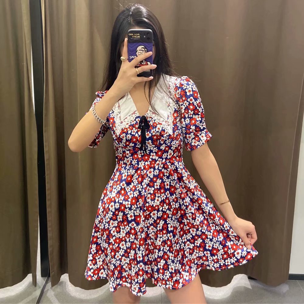Blackpink Lisa Inspired Floral Dress With Lace Collar