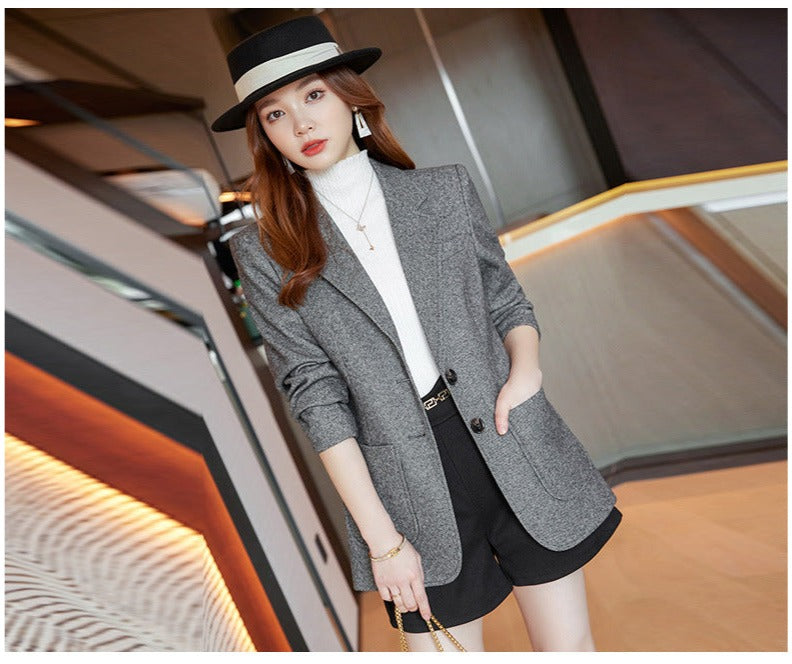 Blackpink Jisoo Inspired Trendy Gray Woolen Suit