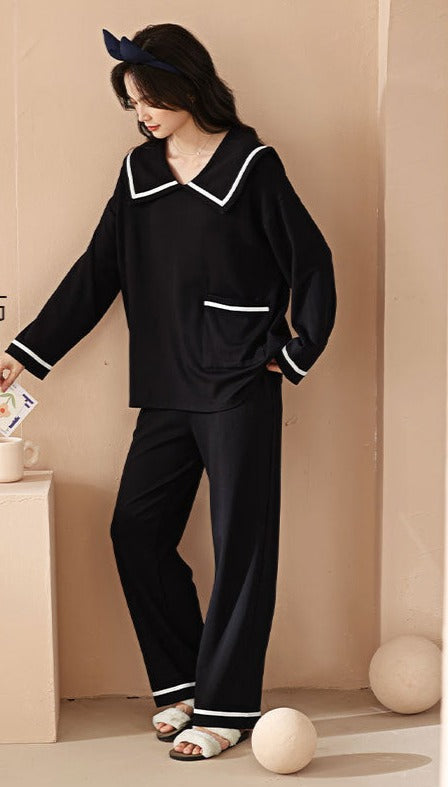 TXT Taehyun Inspired Black Sailor Pajama Set