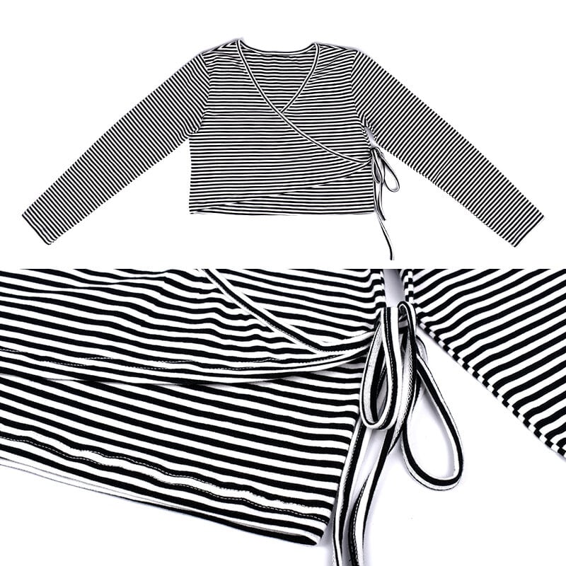 Blackpink Jennie-Inspired Black and white stripe crop top