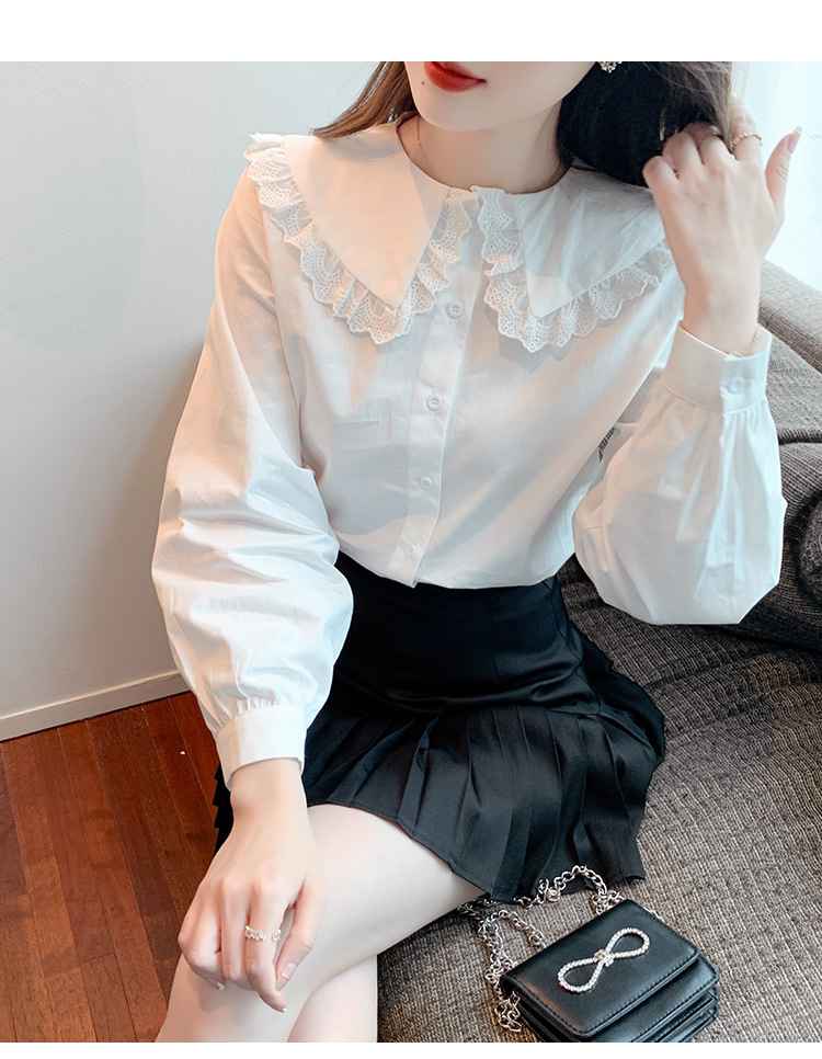 G-IDLE Miyeon Inspired White Doll Collared Blouse