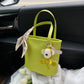 Lime Crossbody Bucket Bag with Pendant