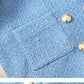 Blackpink Lisa Inspired Blue Tweed Cropped Coat