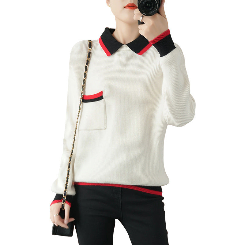 TXT Yeonjun Inspired White Knitted Polo Collared Shirt