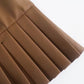 Everglow Sihyeon Inspired Brown Double Pleated Leather Skirt
