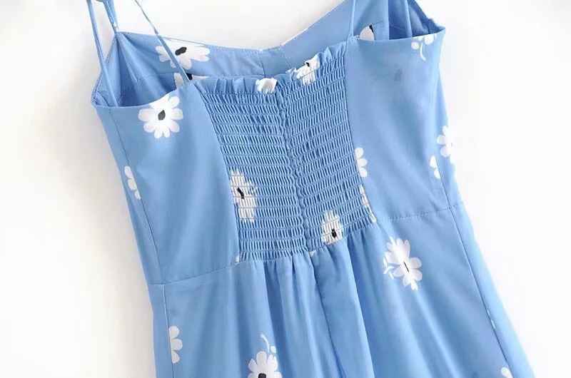 Blackpink Rose Inspired Blue Floral Long Dress