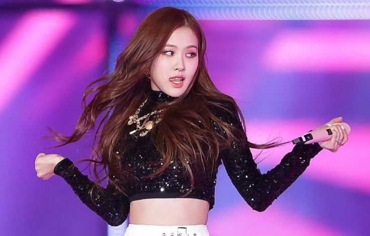 Blackpink Rosé-Inspired Black Long-Sleeved Top With Sequin